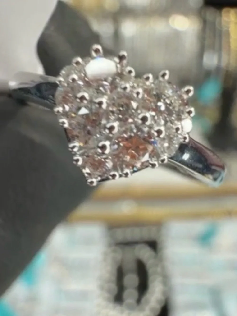 Heart Cluster Lab Grown Diamond Ring 925 Sterling Silver 0.33 CTS Size 7